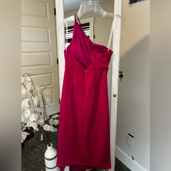 Hello Molly Pink One-Shoulder wedding guest Dress size small - Picture 4 of 6